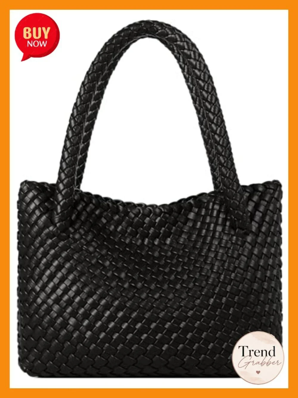Woven Vegan Leather Tote Bag Shoulder Handbag Travel Purse